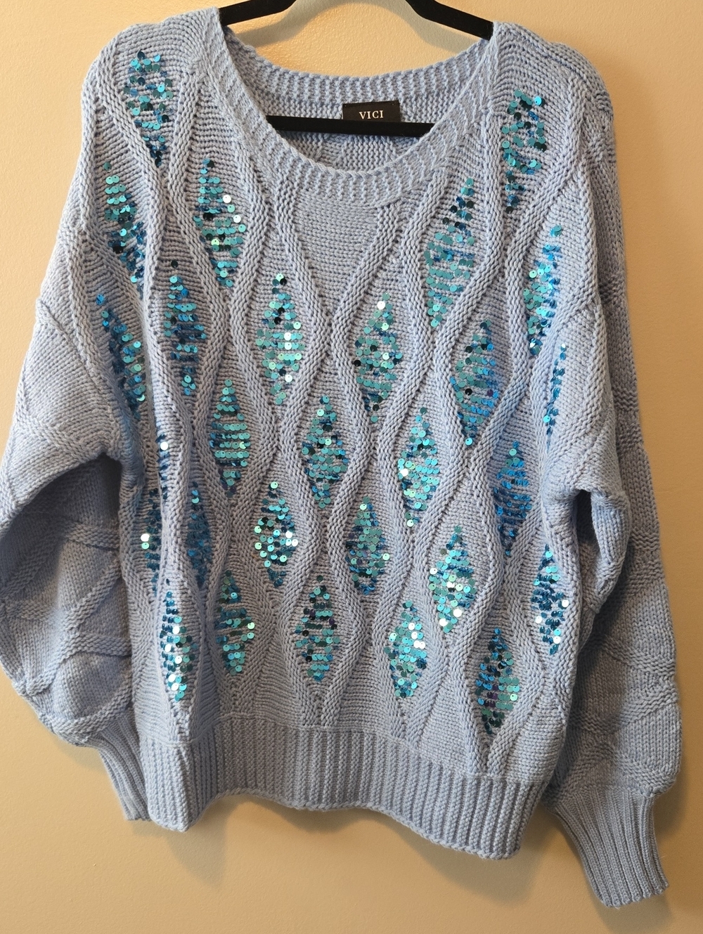 Women's Vici Sweater Sz. XL Blue With Sequins. NWOT